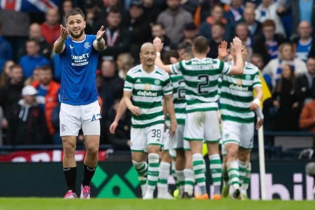 Rangers' Nicolas Raskin looks dejected after Celtic go 1-0 at Hampden.