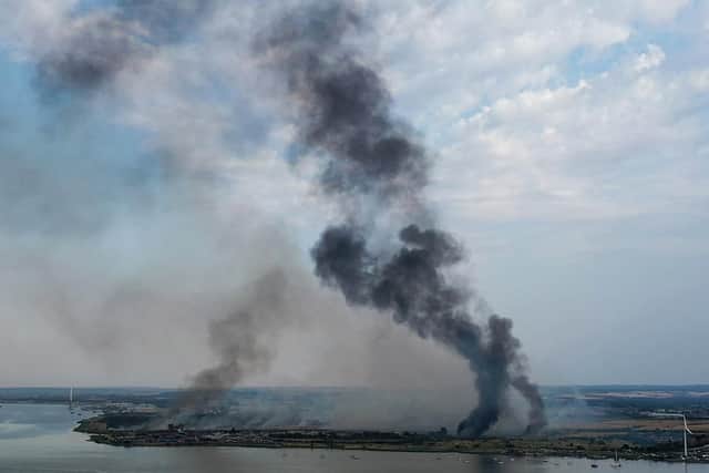 Smoke columns rise from Dartford, Kent, after wildfires erupted during the July heatwave (Picture: William Edwards/AFP via Getty Images)