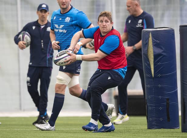 Johnny Matthews trains with Scotland at Oriam after being called into the squad for the tour of South America. (Photo by Ross MacDonald / SNS Group)