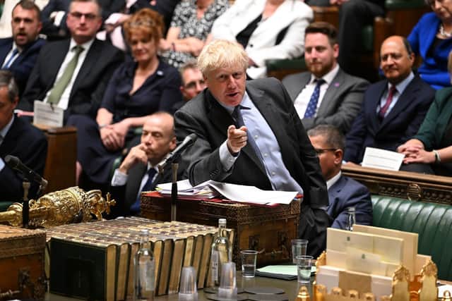 Boris Johnson speaks during Prime Minister's Questions in the House of Commons on Wednesday