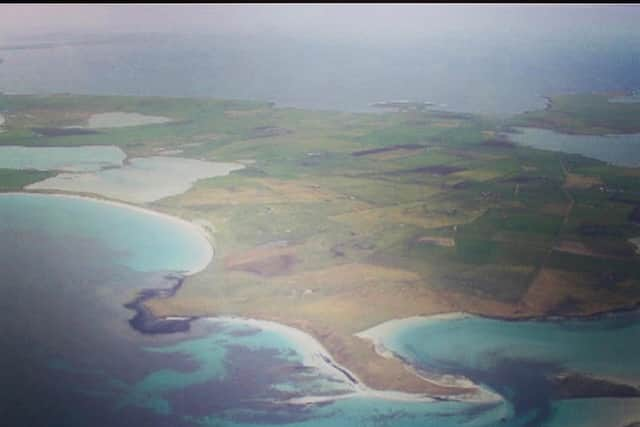 Malcolm Sinclair found the stone buried under roughly three metres of sand while working his land on Sanday, one of the outer-lying Orkney Isles.