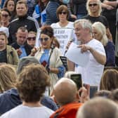 Paddy Hogg addresses the Saving Scotland rally outside Holyrood. Picture: Lisa Ferguson