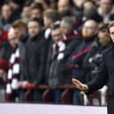 Ian Cathro on the Tynecastle touchline during his short-lived spell in charge of Hearts.