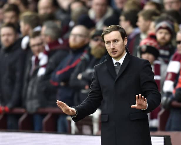 Ian Cathro on the Tynecastle touchline during his short-lived spell in charge of Hearts.