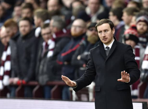 Ian Cathro on the Tynecastle touchline during his short-lived spell in charge of Hearts.