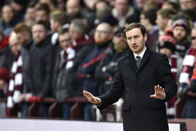 Ian Cathro on the Tynecastle touchline during his short-lived spell in charge of Hearts.