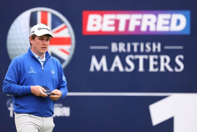 Bob MacIntyre looks on from the first tee during the third round of the Betfred British Masters hosted by Danny Willett at The Belfry. Picture: Richard Heathcote/Getty Images.
