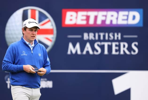 Bob MacIntyre  looks on from the first tee during the third round of the Betfred British Masters hosted by Danny Willett at The Belfry. Picture:  Richard Heathcote/Getty Images.