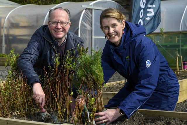 Michael Duncan and Rebecca Kennelly at the Royal Bank Gogarburn Tree Nursery