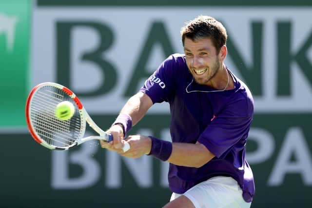 Cameron Norrie returns a shot in his semi-final win over Grigor Dimitrov at Indian Wells. (Photo by Matthew Stockman/Getty Images)