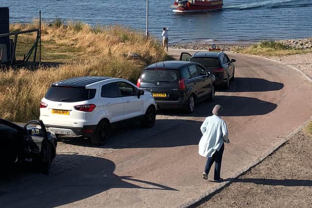 The ferry has been swamped with traffic diverted by road closures after crashes. Picture: Fraser Mackenzie