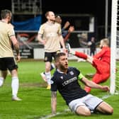 Dundee's Ryan Sweeney looks dejected after blazing the ball over the bar during the 0-0 draw with Cove Rangers.  (Photo by Mark Scates / SNS Group)