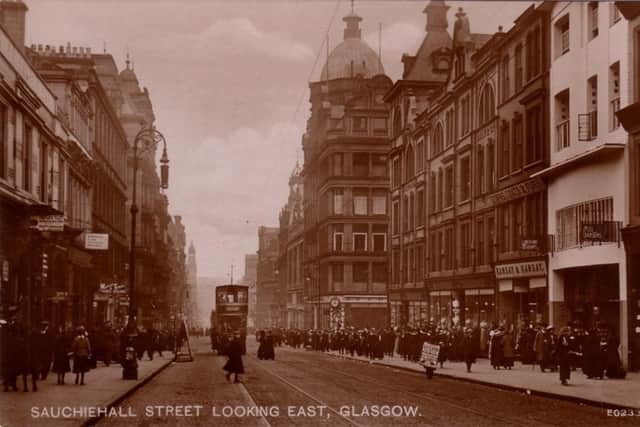 Sauchiehall Street and the Willow Tea Rooms pictured right in 1910. PIC: Dr Chris Jones Collection.