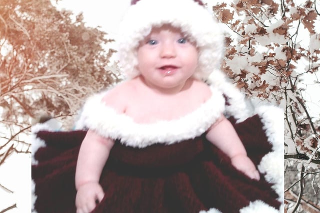 Hayley Louise Broderick shared this photo of baby CeCe dressed up in a festive outfit for her first photoshoot.