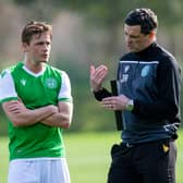 Jack Ross explains to Scott Allan that if he wants to be leading man in the Hibs blockbuster then he's going to have to tackle back