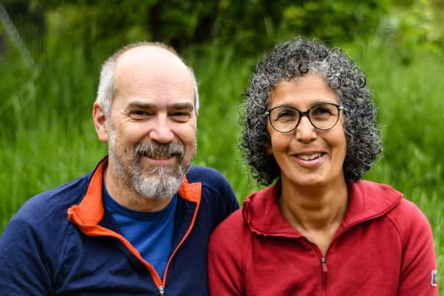 Rachel Weiss with her partner Andy Sanwell.