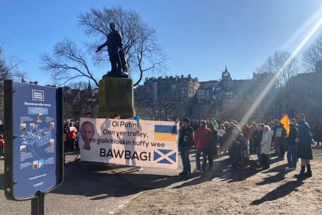 Protesters have gathered in Edinburgh.