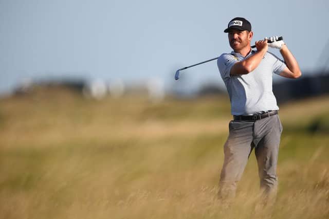 Louis Oosthuizen watches his shot on the 13th hole during day three of the 149th Open at Royal St George’s in Kent. Picture: Christopher Lee/Getty Images.