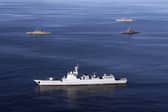 Warships take part in joint Iran-Russia-China naval drills held in the Indian Ocean and the Gulf of Oman in December (Picture: Iranian Army office/AFP via Getty Images)