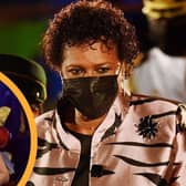 President of Barbados, Dame Sandra Mason and Rihanna, honored as a National Hero, attend the Presidential Inauguration Ceremony at Heroes Square on November 30, 2021 in Bridgetown, Barbados.(Photo: Toby Melville - Pool/Getty Images)