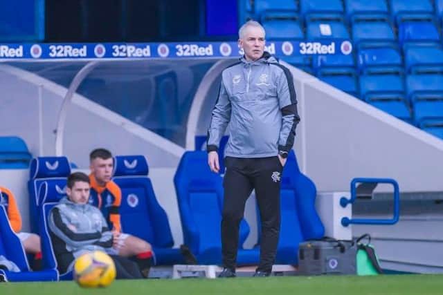 GLASGOW, SCOTLAND - MARCH 19: Rangers B Manager David McCallum during a Lowland League match between Rangers B and Celtic B at Ibrox Stadium, on March 19, 2022, in Glasgow, Scotland.  (Photo by Roddy Scott / SNS Group)