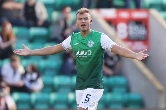 Hibs defender Ryan Porteous earned his side a second-half penalty against St Mirren to give the Leith side a temporary lead. Photo by Craig Williamson / SNS Group