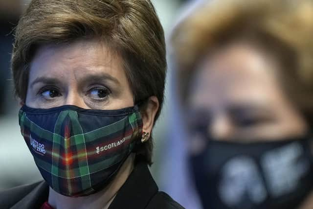 First Minister Nicola Sturgeon at the COP26 climate change conference on Friday. Picture: Alastair Grant/AP
