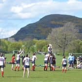 ​Lismore Ladies Rugby Club team playing at Inch Park. Picture courtesy of Mark Brown
