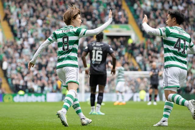 Celtic's Kyogo Furuhashi will no doubt attract interest this summer - and possible Reo Hatate as well.  (Photo by Alan Harvey / SNS Group)