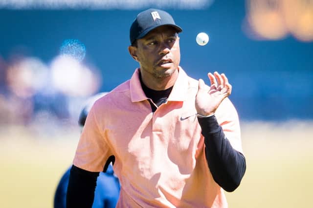 Tiger Woods during a practice day ahead of The 150th Open Championship at The Old Course, on July 10, 2022, in St Andrews, Scotland.