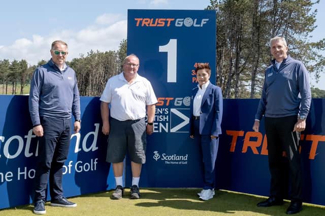 VisitScotland director of events Paul Bush, second right, with IMG's Ross Hallett, Trust Golf founder Dr Prin Singhanart and Dumbarnie Links general manager David Scott. Picture: Trust Golf Women's Scottish Open
