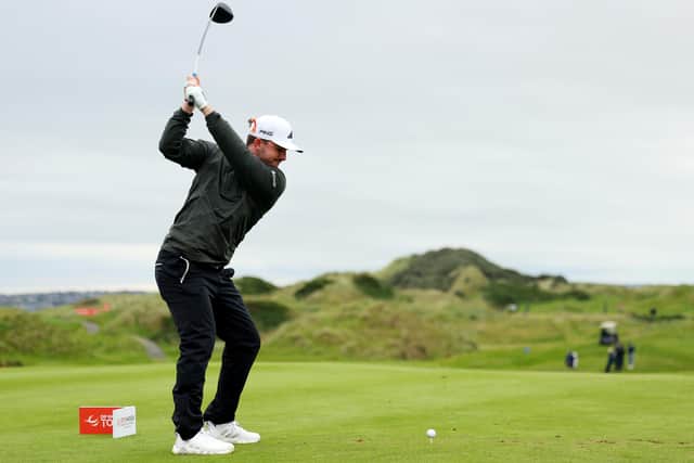 Connor Syme of Scotland tees off on the first hole on Day Two of the ISPS HANDA World Invitational at Castlerock Golf Club.