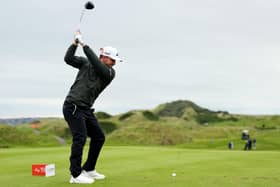 Connor Syme of Scotland tees off on the first hole on Day Two of the ISPS HANDA World Invitational at Castlerock Golf Club.