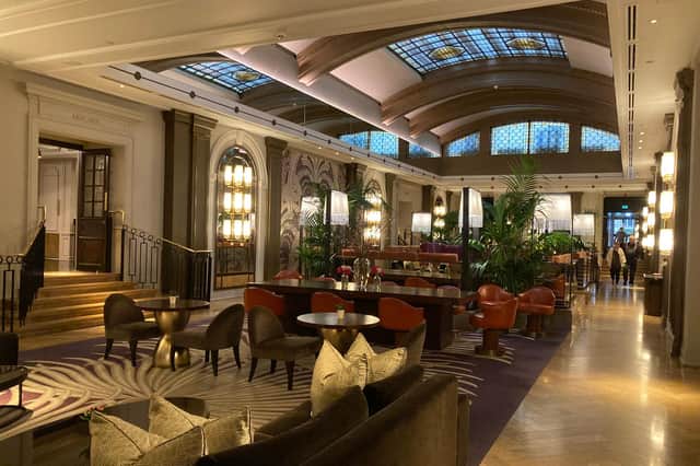 The grandeur of the Palm Court at the Sheraton Grand London Park Lane. Pic: Liam Rudden