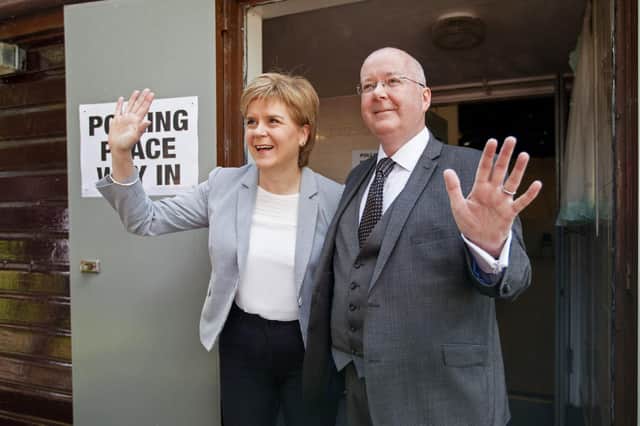 Nicola Sturgeon and her husband Peter Murrell pictured in 2016