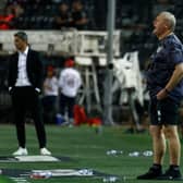 Frankie McAvoy gives instructions during Hearts' 4-0 defeat by PAOK in Thessaloniki.