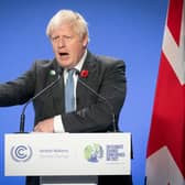 Prime Minister Boris Johnson speaking at a press conference during the Cop26 summit at the Scottish Event Campus (SEC) in Glasgow.