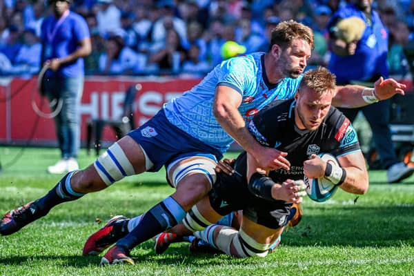 Matt Fagerson scores the opening try for Glasgow Warriors against the Vodacom Bulls in the BKT United Rugby Championship at Loftus Versfeld.  (Photo: Steve Haag Sports/INPHO/Shutterstock)