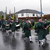 Colinton and Currie Pipe Band leading the Armistice Day parade in Kirknewton in 2010 (Picture courtesy of Piping Press and Alistair Aitken)