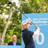 Michael Stewart tees off at the tenth in the first of the Abu Dhabi Challenge at Abu Dhabi Golf Club. Picture: Octavio Passos/Getty Images.