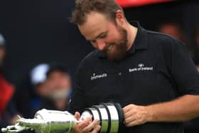 Shane Lowry gazes at the Claret Jug after his win the 148th Open at Royal Portrush in 2019. Picture: Andrew Redington/Getty Images.