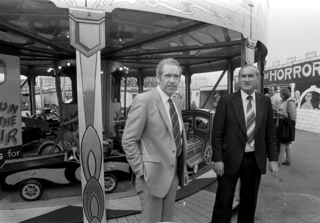The detectives at Portobello's Fun City amusement arcade, where Caroline was last seen alive. Pic: Bill Newton.