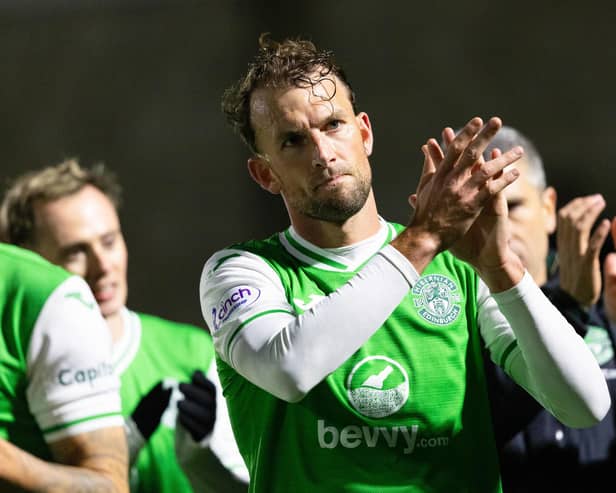 Hibs striker Christian Doidge scored the only goal of the game against Forfar Athletic.