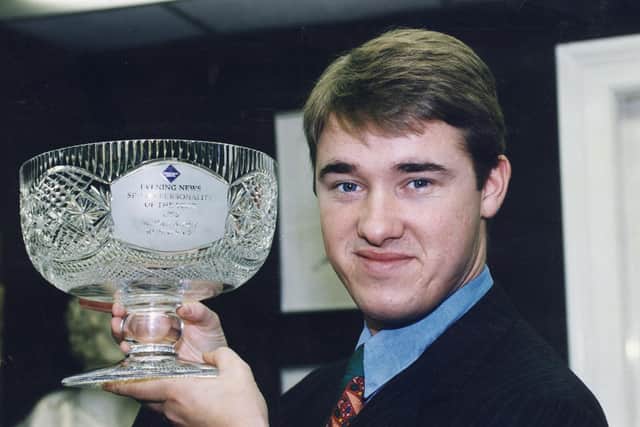 Stephen Hendry with the Edinburgh Evening News Sports Personality Award in 1996. Picture: Bill Henry