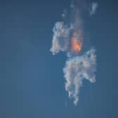 The SpaceX Starship, the biggest rocket ever built, explodes after its launch in Texas (Picture: Patrick T Fallon/AFP via Getty Images)