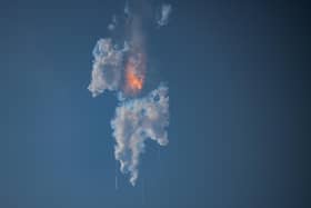 The SpaceX Starship, the biggest rocket ever built, explodes after its launch in Texas (Picture: Patrick T Fallon/AFP via Getty Images)