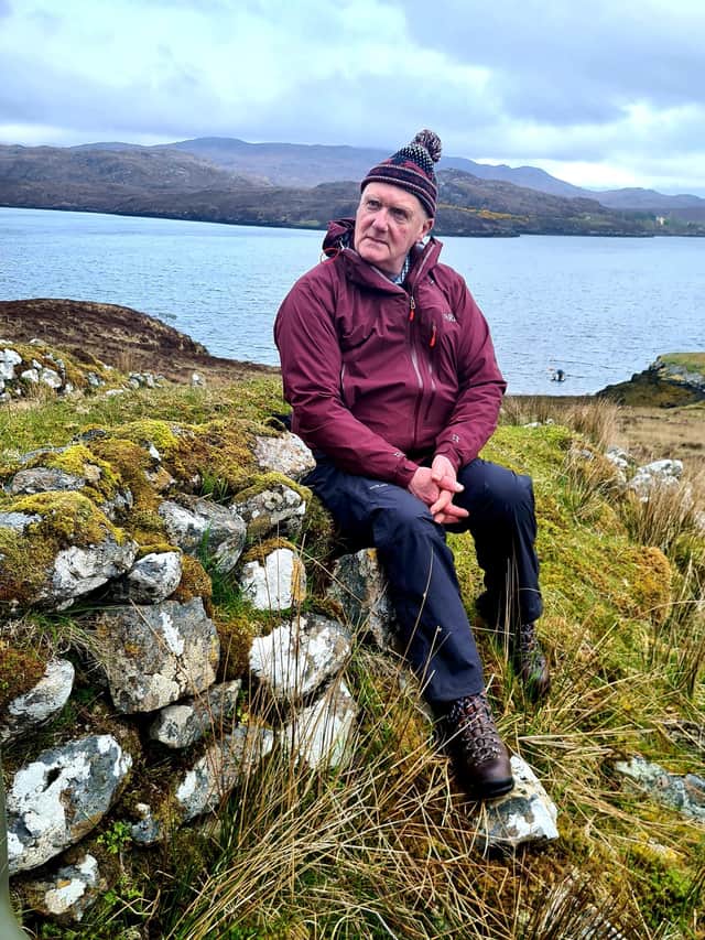 John 'Rusty' Macdonald at Buthanais on Lewis, once home to his great, great, great grandparents before it was cleared in the early 19th Century to make way for sheep. PIC: BBC ALBA.