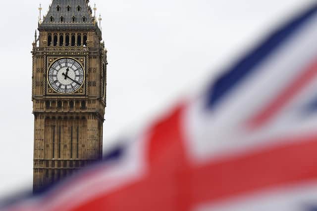 LONDON, ENGLAND - MARCH 29: The time 12:20pm shows on Big Ben on March 29, 2017 in London, England. The British Prime Minister Theresa May addresses the Houses of Parliament as Article 50 is triggered and the process that will take the United Kingdom out of the European Union begins.  (Photo by Carl Court/Getty Images)
