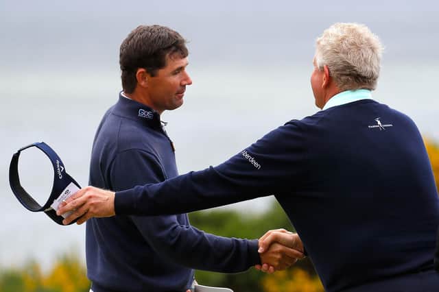 Padraig Harrington, left, pictured alongside Colin Montgomerie back in 2008.