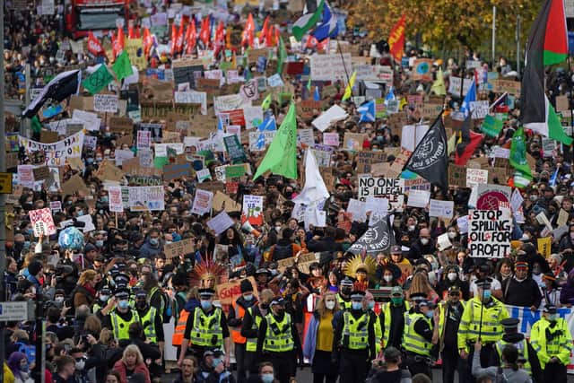 Thousands of demonstrators marched through Glasgow as part of the Fridays for Future Scotland protest during COP26 last year -- an event being repeated to condemn the lack of action being taken to tackle climate breakdown as COP27 looms. Picture: Andrew Milligan/PA
